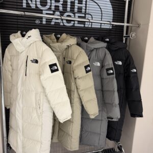 The North Face white label long hooded knee length down cotton jacket